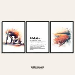 Athletics Print Poster Set - Of 3 Track & Field Posters - Watercolour Art Painting Decoration Decor Sports Gifts Gift Ideas - thumbnail 1