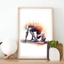 Athletics Print Poster Set - Of 3 Track & Field Posters - Watercolour Art Painting Decoration Decor Sports Gifts Gift Ideas - thumbnail 2