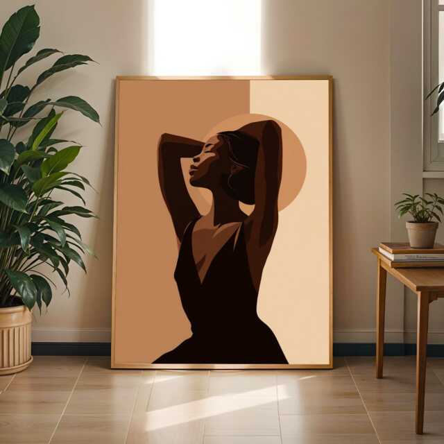 Minimalist Woman Portrait Print Afrocentric Boho Wall Art - Poster Only - image 1
