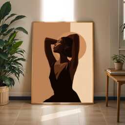 Minimalist Woman Portrait Print Afrocentric Boho Wall Art - Poster Only - thumbnail 1