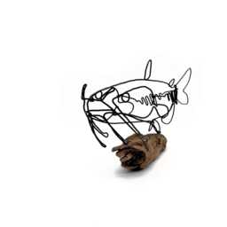 Catfish Wire Sculpture On Driftwood, Steel Fish Art, Minimalist Home Decor - thumbnail 3
