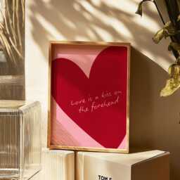 Love Is A Kiss Forehead Print - Fun Home Decor Heart Art - thumbnail 2