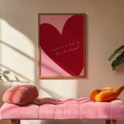 Love Is A Kiss Forehead Print - Fun Home Decor Heart Art - thumbnail 3