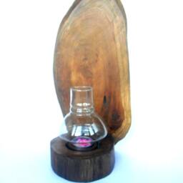 "Natural Rustic Wood Tea Light Candle Holder Driftwood Teak With Storm Hurricane Glass Art Home Decor Wall Hanging Gift 14.25"" X6.5" - thumbnail 2