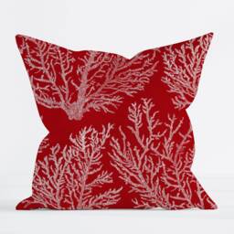Red Outdoor Pillow Covers, Stripe Decorative Pillow Cover, Floral Ikat Anima Print Throw Cover - thumbnail 2