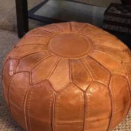 Brown Tan Moroccan Pouf Leather Ottoman Pouffes Home Decor Boho Moroccan Berber Pouf Ottoman Footstool Handmade - thumbnail 2