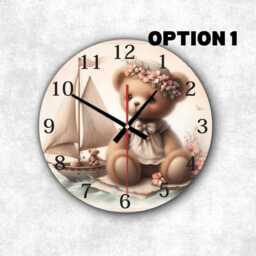 Sailor Bear Nursery Clock Whimsical Kids Room Decor - thumbnail 2