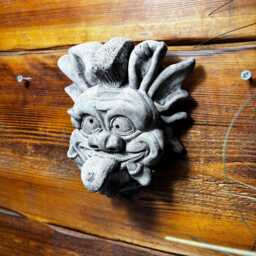 stone Garden Small Gremlin Gargoyle Tongue Out Face Wall Plaque Ornament - thumbnail 2