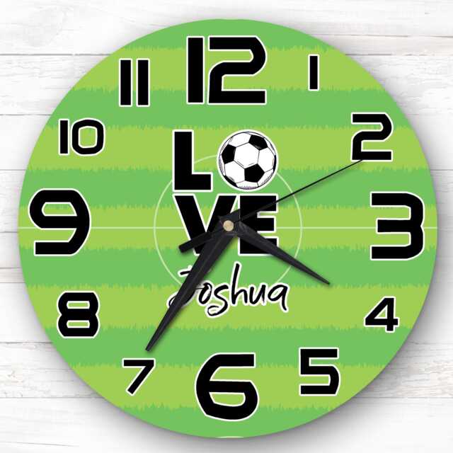 Football Pitch Love Children's Personalised Gift For Kid's Bedroom Clock - Kids Clock, , Custom Wall - image 1