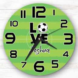 Football Pitch Love Children's Personalised Gift For Kid's Bedroom Clock - Kids Clock, , Custom Wall - thumbnail 1