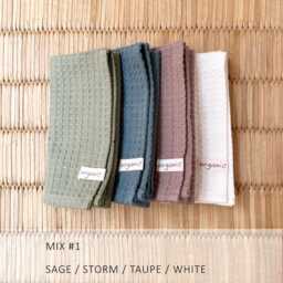 Organic Cotton Honeycomb Face Towels Set Of 4 Handwoven - thumbnail 3