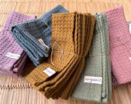 Organic Cotton Honeycomb Face Towels Set Of 4 Handwoven
