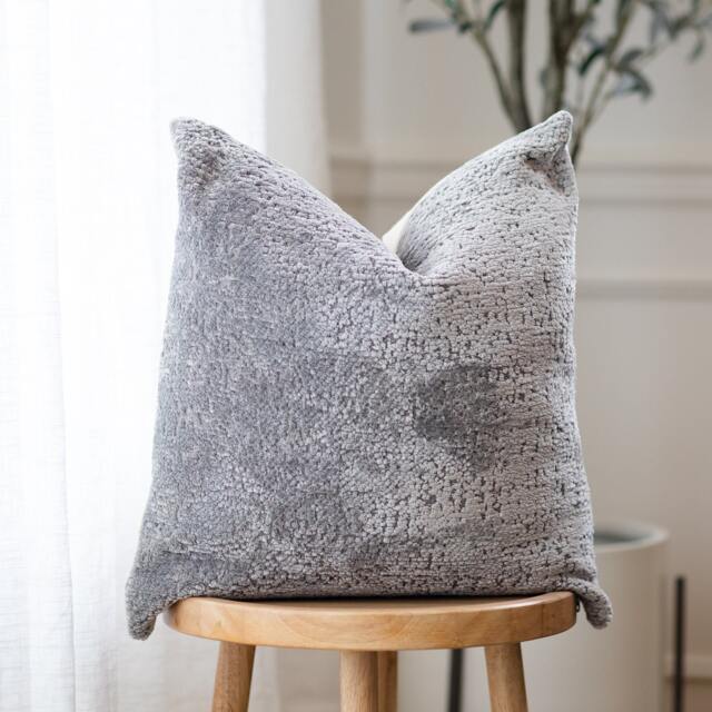 Opulence -- Plush Silvery Gray Velvet Pillow Cover ??? Throw Neutral Lumbar - image 1