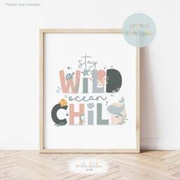 stay Wild Print, Sea Nursery Under The Ocean Animals, Scandi Decor, Kids Wall Art - thumbnail 1