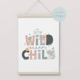 stay Wild Print, Sea Nursery Under The Ocean Animals, Scandi Decor, Kids Wall Art - thumbnail 3