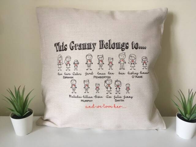 This Granny Belongs To... Stick Figure Family Personalised Cushion - Mothers Day Gift - image 1