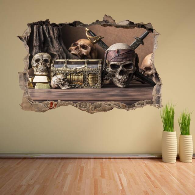 Pirate Skull Treasure Wall Decal Sticker Mural Poster Print Art Home Decor Bd34