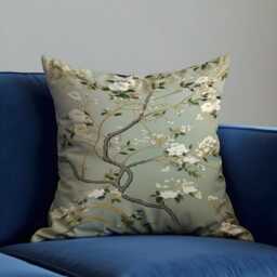 Sage Green Floral Cushion Cover, Botanical Pillow Case, Soft Decorative Throw Modern Sofa Home Decor - thumbnail 3