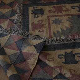 Handmade Kilim Jute Rug, Traditional Indian Dhurrie - 4x6 Ft - thumbnail 4