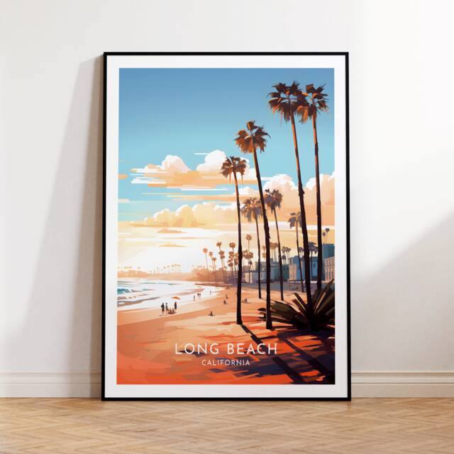 California Travel Print - United States, Long Beach Poster, Home Decor, Gift Or Canvas - image 1