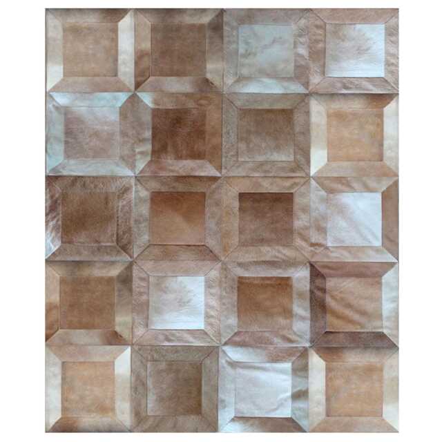 Cowhide Patchwork Rug in Cube Design By Shine Rugs - image 1