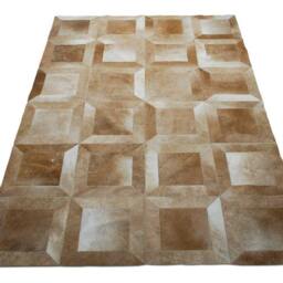Cowhide Patchwork Rug in Cube Design By Shine Rugs - thumbnail 2