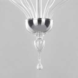 Venetian Chandelier Murano Blown Glass With Blue Silk Shades - 6 Light Fixture - thumbnail 4