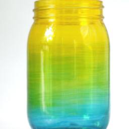 Ombre Painted Mason Jar Desk Organizer, Pen Holder - thumbnail 2