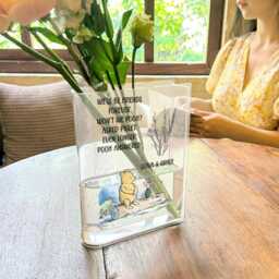 Pooh Bear Book Vase, & Piglet Friendship Winnie The Acrylic Decor, Bookish Best Friend Gift, Literary Shelf Vase - thumbnail 2