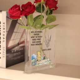 Pooh Bear Book Vase, & Piglet Friendship Winnie The Acrylic Decor, Bookish Best Friend Gift, Literary Shelf Vase - thumbnail 3
