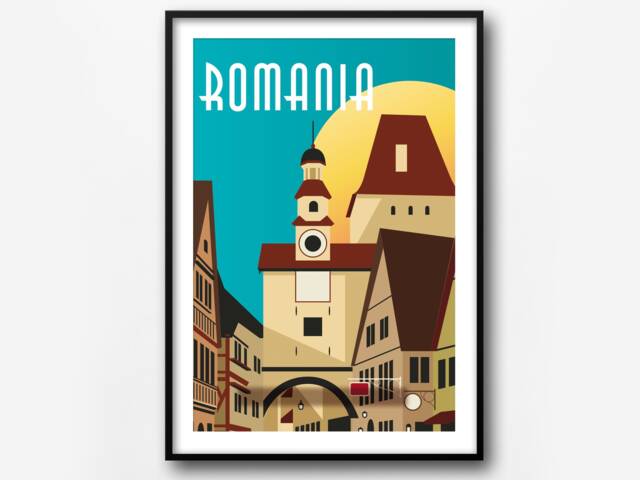 Romania Travel Poster Retro Wall Art Print - image 1