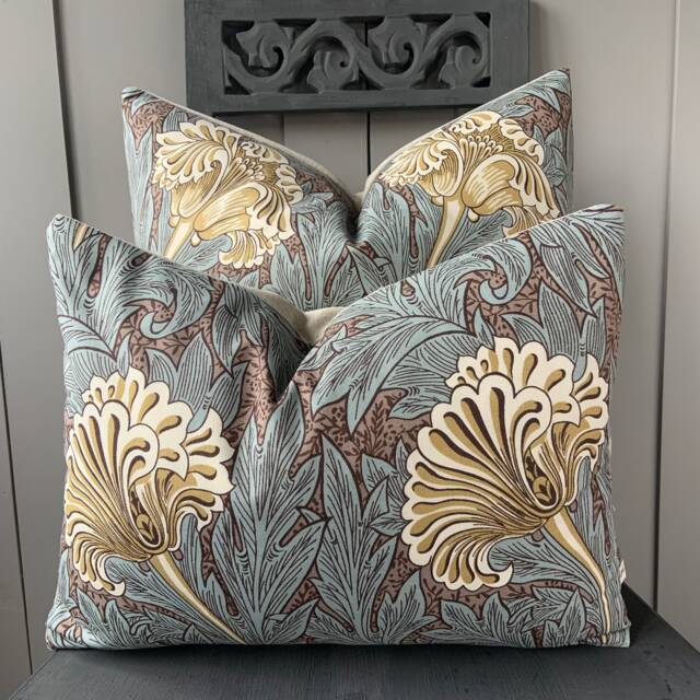 William Morris Fabric Tulip Bullrush Slate Vintage Designer Cushion Cover - image 1