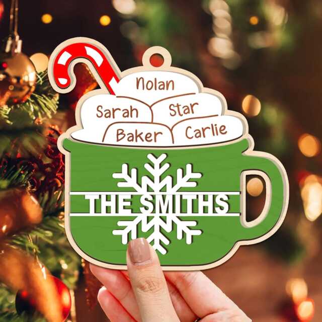 Marshmallows Family Ornament Personalized, Hot Cocoa Mug Ornament, Marshmallow Custom Xmas Gift For - image 1
