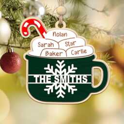 Marshmallows Family Ornament Personalized, Hot Cocoa Mug Ornament, Marshmallow Custom Xmas Gift For - thumbnail 3