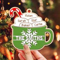 Marshmallows Family Ornament Personalized, Hot Cocoa Mug Ornament, Marshmallow Custom Xmas Gift For
