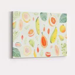 Soft Watercolour Tropical Fruit Botanical Repeat Pattern Canvas Wall Art Print Decor Picture Ready To Hang - thumbnail 4