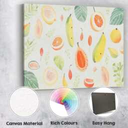 Soft Watercolour Tropical Fruit Botanical Repeat Pattern Canvas Wall Art Print Decor Picture Ready To Hang - thumbnail 2