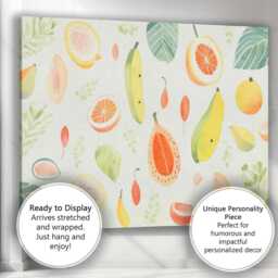 Soft Watercolour Tropical Fruit Botanical Repeat Pattern Canvas Wall Art Print Decor Picture Ready To Hang - thumbnail 3