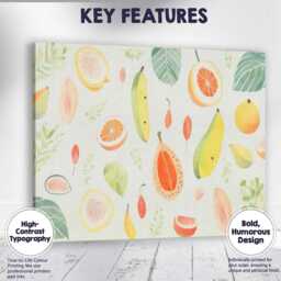 Soft Watercolour Tropical Fruit Botanical Repeat Pattern Canvas Wall Art Print Decor Picture Ready To Hang - thumbnail 1