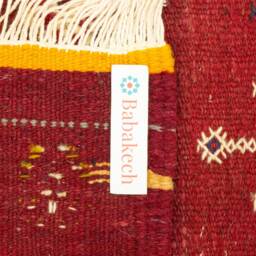 Handwoven Red Moroccan Kilim Rug Berber Geometric Area Rug - thumbnail 4