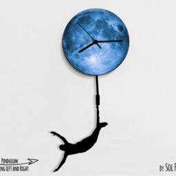 Boy Jumping From The Moon - Wall Clock With Pendulum Clock Unique Decor Gift Idea - thumbnail 2