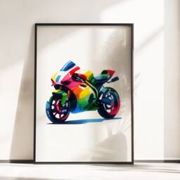 Colourful Motorbike Prints - Set Of 3 Posters - Motorbiker Wall Art Boys Room Decor Kids Motor Bike Artwork Dirt Biker Gift - thumbnail 3