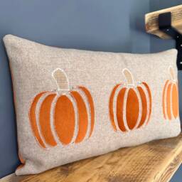 Velvet & Tweed Large Pumpkin Cushion - Autumn Pillow Scatter Fall Decor - thumbnail 3