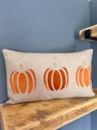Velvet & Tweed Large Pumpkin Cushion - Autumn Pillow Scatter Fall Decor - thumbnail 1