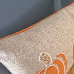 Velvet & Tweed Large Pumpkin Cushion - Autumn Pillow Scatter Fall Decor - thumbnail 2
