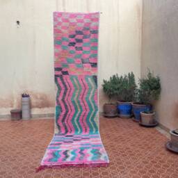 Handmade Pink Moroccan Rug - Boujaad Wool Runner - 2.5 X 9.7 Ft - thumbnail 4