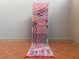 Handmade Pink Moroccan Rug - Boujaad Wool Runner - 2.5 X 9.7 Ft - thumbnail 1