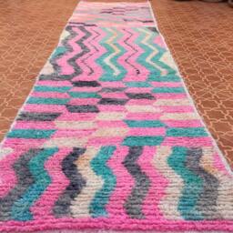 Handmade Pink Moroccan Rug - Boujaad Wool Runner - 2.5 X 9.7 Ft - thumbnail 2