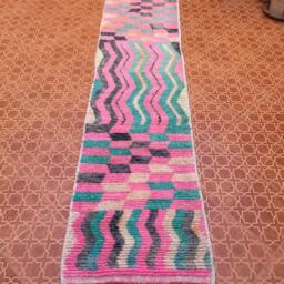 Handmade Pink Moroccan Rug - Boujaad Wool Runner - 2.5 X 9.7 Ft - thumbnail 3