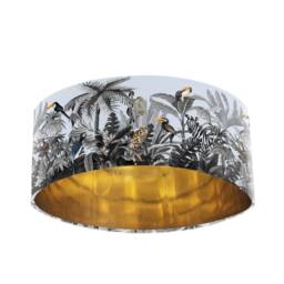 Rainforest Velvet Lampshade, Gold Lining, Jungle Decor - thumbnail 1